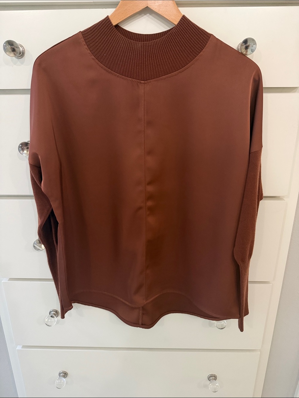 CHARLIE B Brown Ribbed-Neck Relaxed Sweatshirt